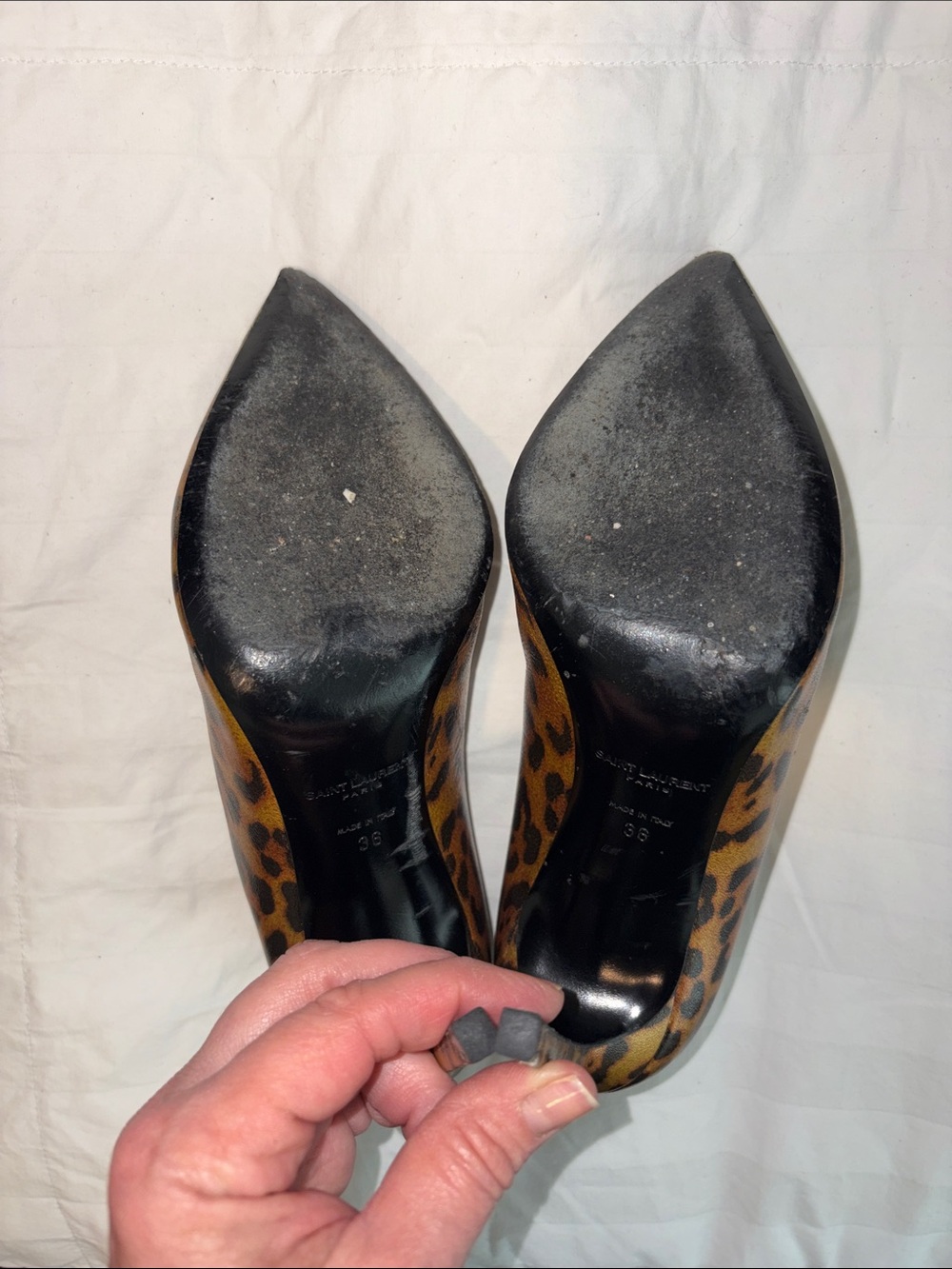 Saint Laurent Leopard Print Pointed Toe Pumps animal print SZ 36 - Picture 16 of 16
